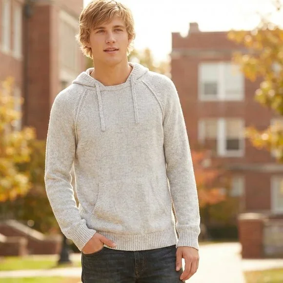 Goodfellow Co Men’s Large Gray Knit Pullover Hoodie Sweater Casual Preppy Cozy - Picture 1 of 7